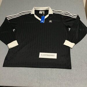 NWT Adidas Originals Trefoil Retro Pique LS Shirt Black/White Men's XL - IZ4808